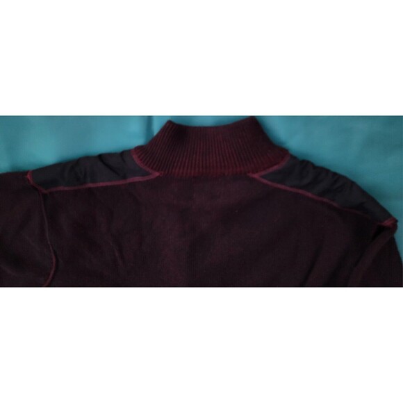 F/X FUSION Mens Black/Burgundy Cotton 1/4 Zip Sweater L - Picture 4 of 6